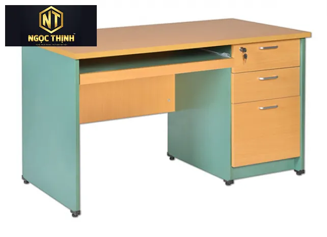 Bàn làm việc gỗ Melamine có hộc liền và bàn phím SV120SHL3DF Bàn làm việc gỗ Melamine có hộc liền và bàn phím SV120SHL3DF